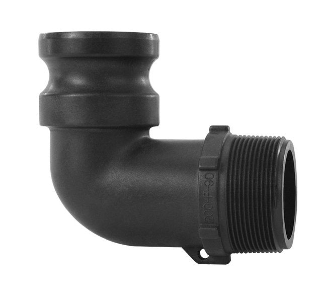 Polypropylene Male Adapter x NPT 90° Elbow Banjo Cam & Groove (1/2 x 3/4 in) - Image 1