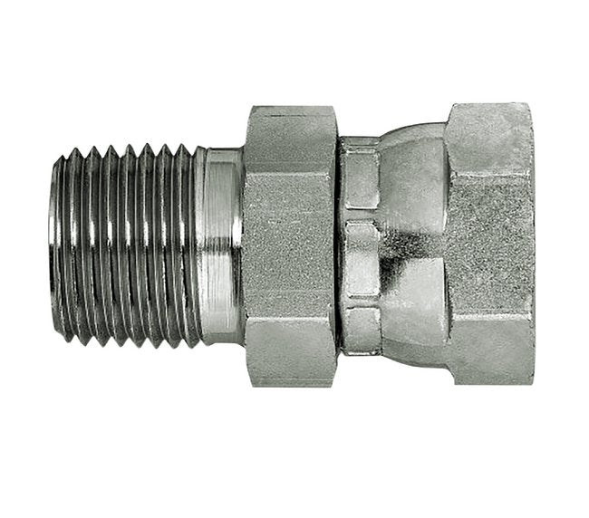 Carbon Steel Swivel Pipe Union, 1/2in NPTF x 3/4in NPSM Male-Female - Image 1