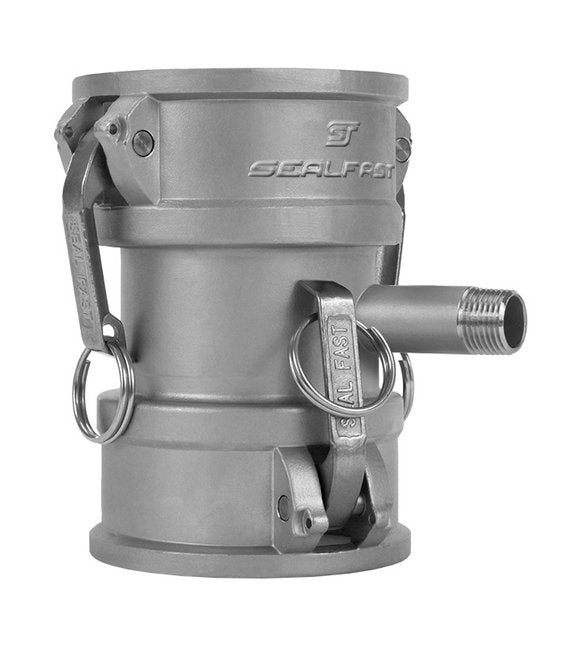316 Stainless Steel Type DD- Female x Female Spool Coupler Cam and Groove Coupling with Pipe Tap - 3 x 3 x 1/2 Inch - Image 1