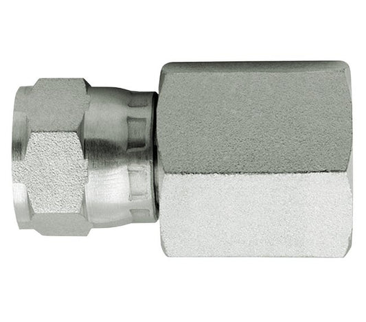 Carbon Steel JIC Swivel x Female Adapter Fitting - 5/8 in T1 (UNF) to 1/2 in T2 (UNF) - Image 1