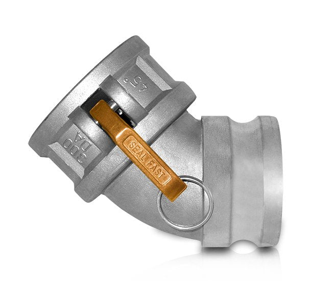 3" Aluminum Type DA Female Coupler x Male Adapter 45 Degree Elbow Cam & Groove Coupling - Image 1