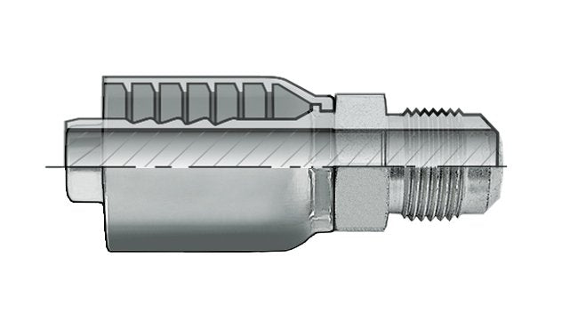 SAE 45° Male - Rigid Hydraulic Coupling, 5/8-18 Thread, 3/8 ID, Carbon Steel Shell - Image 1