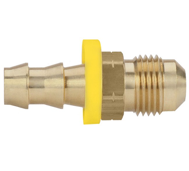 Seal Fast 1/4in Brass Hose x 45° SAE Male Grip-On Fitting - Image 1