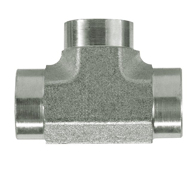 1/8 Inch Female NPTF Carbon Steel Pipe Tee Fitting - Series 5605 - Image 1