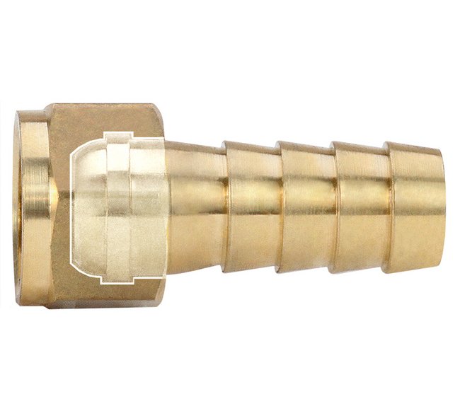 Brass Female Hose Swivel End with 1/8" Inner Diameter and Pipe Thread size NPT Shank - Image 1