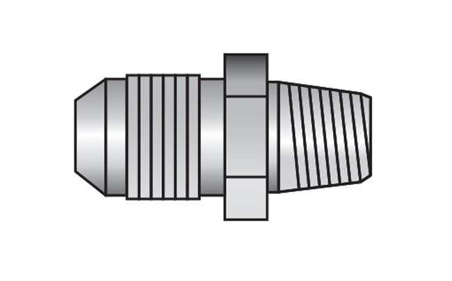 Carbon Steel 37 Flare to Pipe Male JIC x Male Adapter Fitting - Series 2404 - Image 1