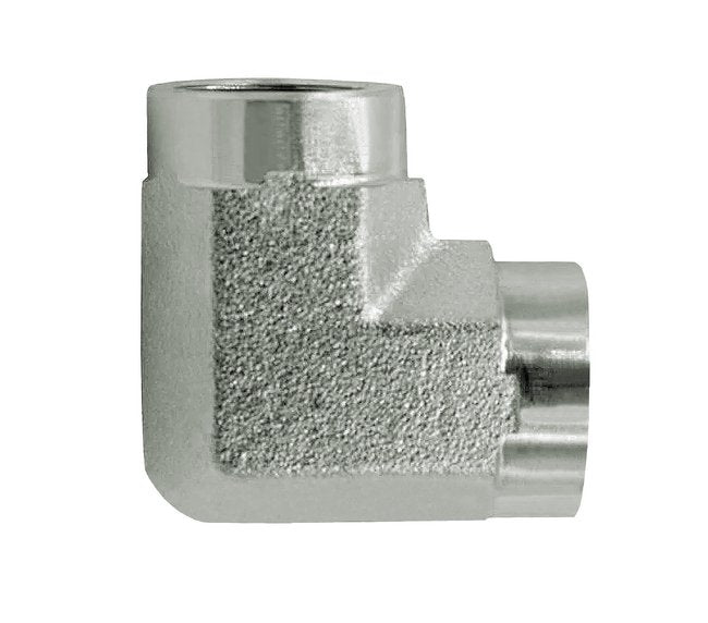 Carbon Steel 90° Female NPTF X Female NPTF Pipe Adapter - 3/8" T1 & 3/8" T2 - Series 5504 - Image 1