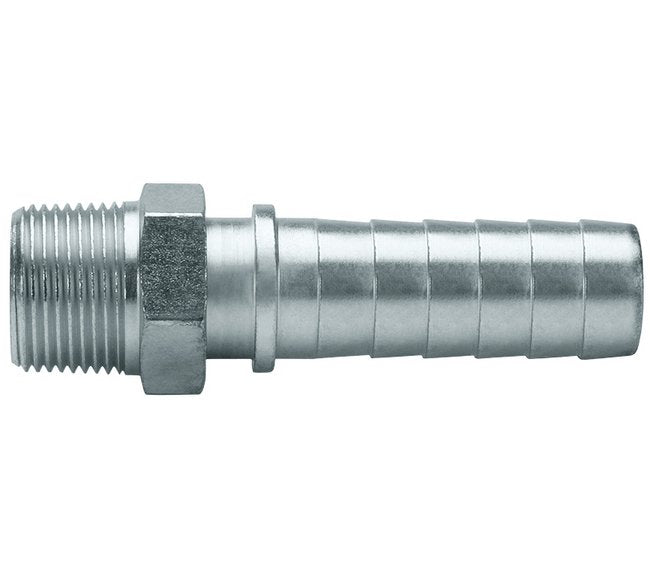 Zinc Plated Steel NPT x Hose Barb Nipple, 1/4 x 3/8 in - Image 1
