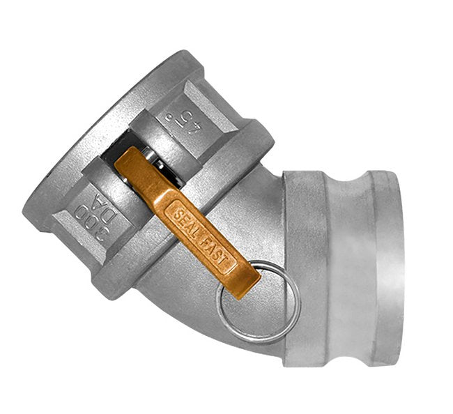 2" Aluminum Type DA Female Coupler x Male Adapter 45° Elbow Cam & Groove Coupling - Image 1