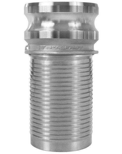 6in 316 Stainless Steel Type E Male Coupler with Crimp Shank Cam and Groove Coupling - Image 1