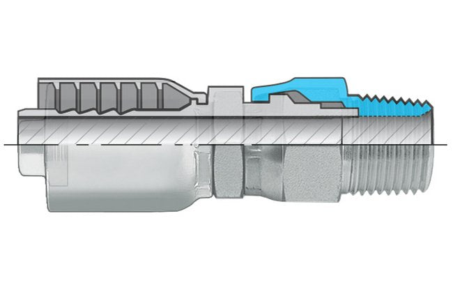 NPTF Male Swivel Coupling - 3/8-18 Thread, Plated Steel Shell - Image 1