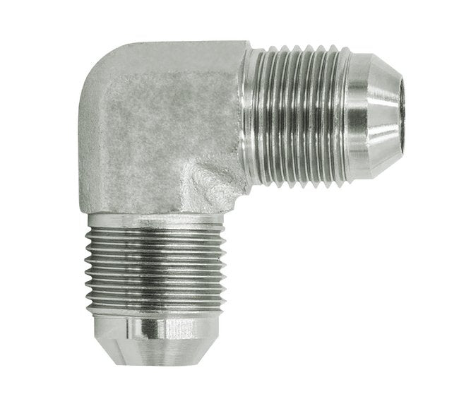 Carbon Steel 37 Flare to Pipe 90° JIC Male x 90° Male Elbow - 5/8" T1 (UNF) & 1/2" T2 (UNF) - Image 1