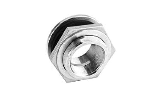 Banjo 1" x 2 1/4" 316 Stainless Steel Bulkhead Tank Fitting with EPDM Gasket - Image 1