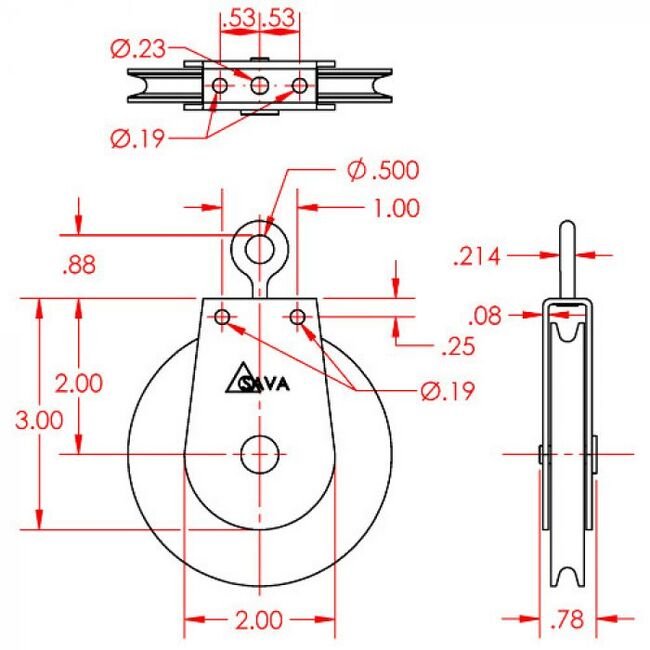 CP Series 0.125 Inch (in) Inner Groove Radius Plated Steel Bracket Pulley - Image 2
