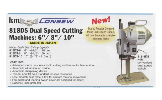 Consew Dual Speed Straight Knife Fabric Cutter - Image 2