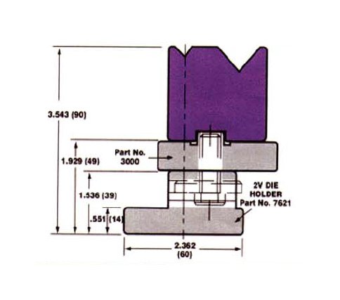 Die-Thane Press Brake 2V-Die with 0.236" V-Opening - Image 2
