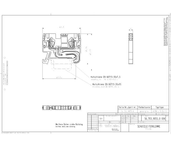 Wieland WKFN 2.5 SL/35 Earth Terminal Block - DIN Rail Terminal Block - Image 2