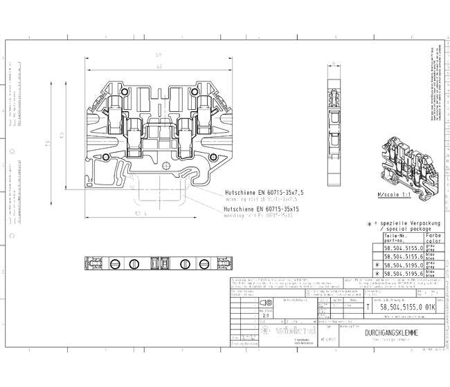 Wieland WT 4 D2/2 Feed-Through Terminal Block - DIN Rail Mount - Image 3