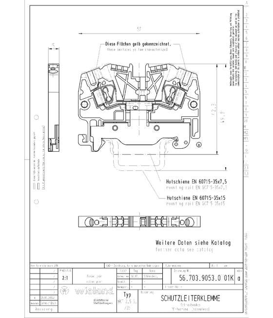 Wieland WKF 2.5 SL/35 Green/Yellow Earth Terminal Block - Image 2