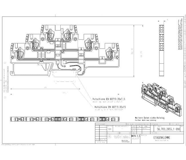 Wieland Multi-Tier DIN Rail Terminal Block - 3 Levels, 2.5mm², Black - Image 2