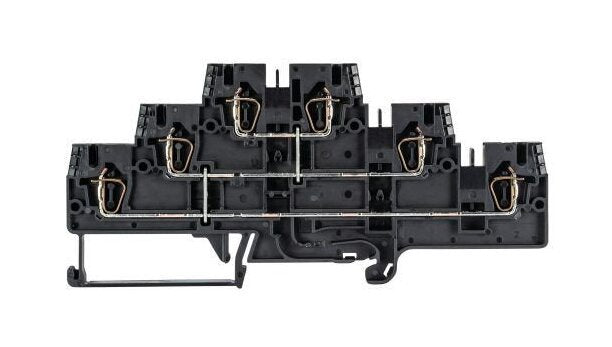 Wieland Multi-Tier DIN Rail Terminal Block - 3 Levels, 2.5mm², Black - Image 1
