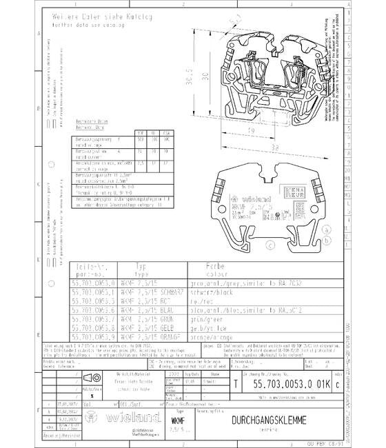 Wieland WKMF 2,5/15 Feed-Through Terminal Block - Image 3