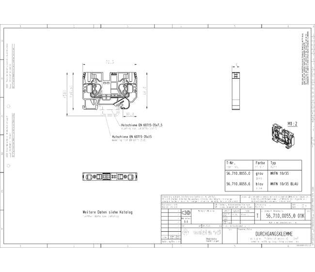 Wieland WKFN 10/35 BLAU Feed-Through Terminal Block - Image 3