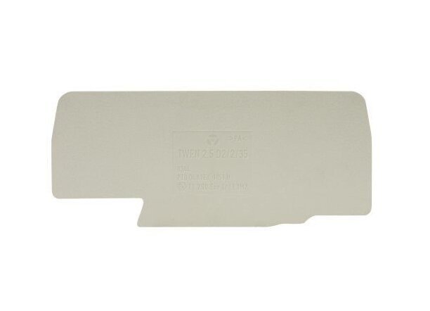 Wieland TWFN 2,5 D2/2/35 Gray Partition End Plate for DIN Rail Terminal Blocks - Image 2