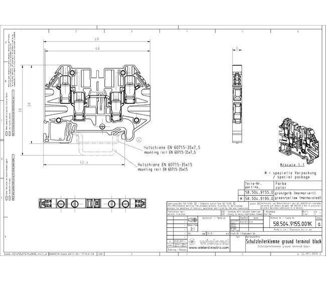 Wieland WT 4 D2/2 PE Earth Terminal Block - Image 2
