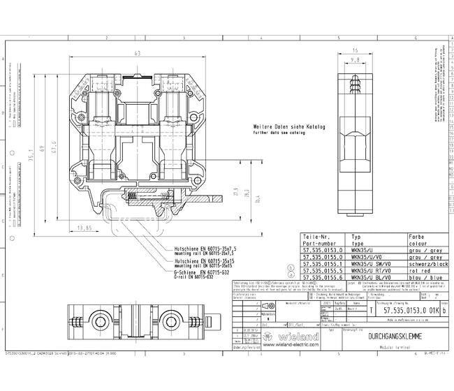Wieland WKN35/U V0 Feed-Through Terminal Block - Image 3