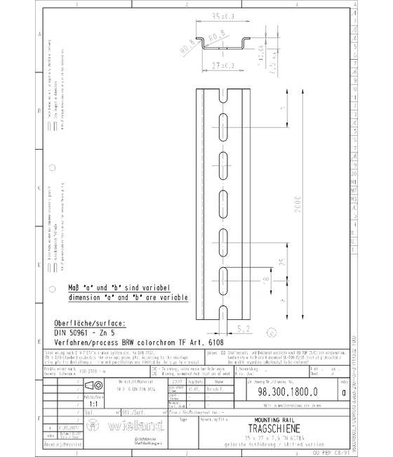 Wieland TS 35 x 7 DIN Mounting Rail - Image 2