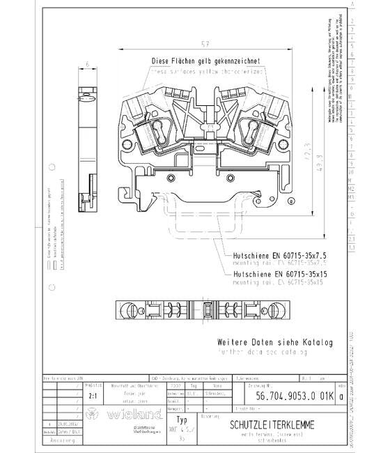 Wieland WKF 4 SL/35/V0 Earth Terminal Block - Image 2