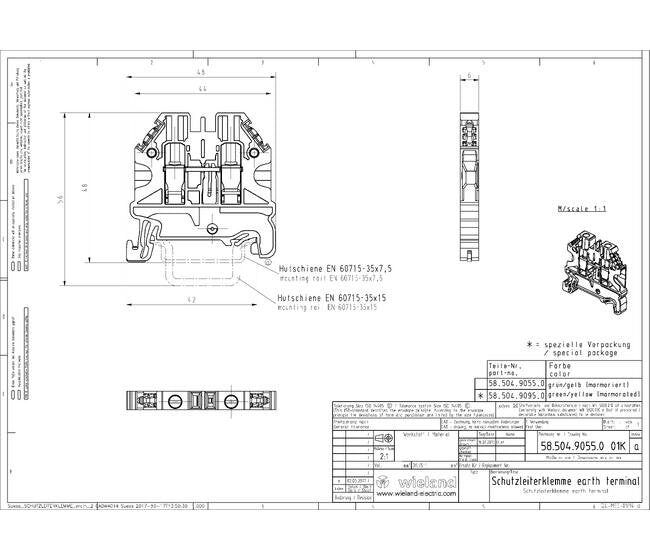 Wieland WT 4 PE Earth Terminal Block - Image 2