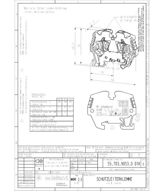 Wieland WKMF 2.5 SL/15 Earth Terminal Block - Image 1