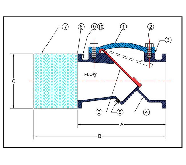 Sure Flow 6" Ductile Iron Swing Foot Valve with Flanged Ends - Image 2