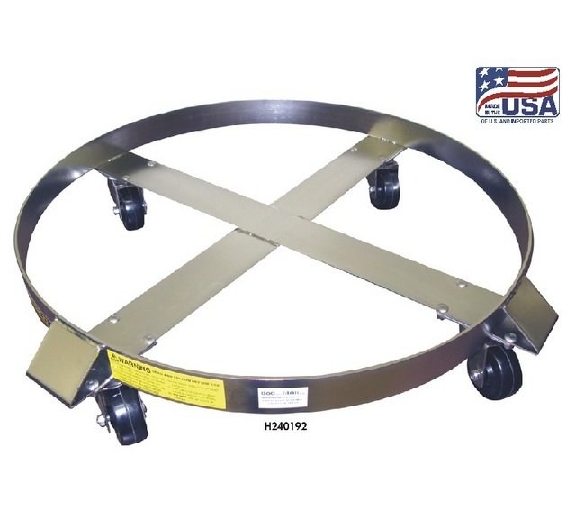 Stainless Steel Drum Dolly with 4 Swivel Zinc Plate Hard Rubber Casters - Image 1