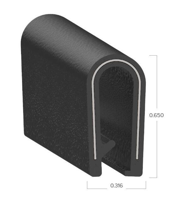 Uni-Grip PVC Edge Trim, 0.316x0.650 in, Black, Push On Mount - Image 2
