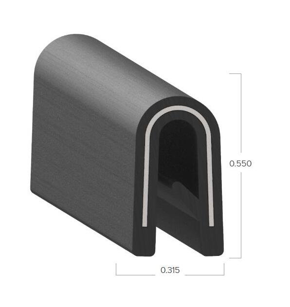 Uni-Grip 0.315" x 0.550" Edge Trim - PVC with Aluminum Core - Image 2