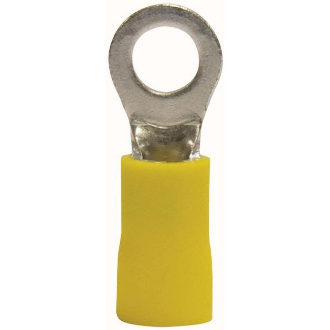 Yellow Nylon Insulated Ring Terminal 12-10 AWG with 1/4 Stud - Image 1
