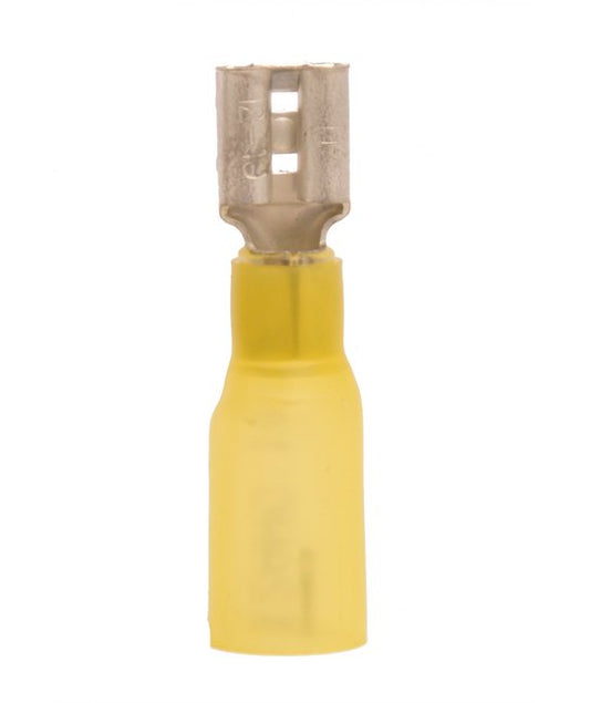 12-10 AWG Female Quick Disconnect Heat Shrink Tab Yellow - Pack of 100 - Image 1