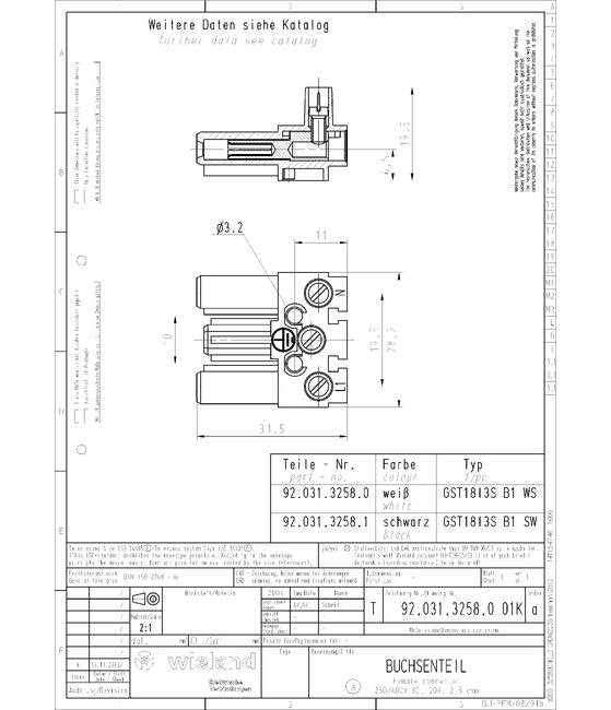 Wieland GST18I3S B1 SW Splitter 3-Pole Female Connector - Image 2