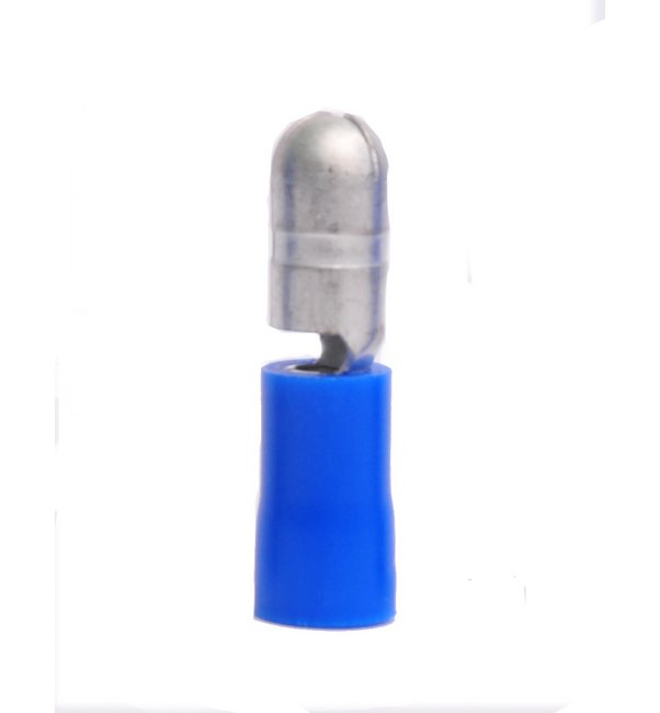 Blue Vinyl Male Bullet Connector, 16-14 AWG, .195 Tab, Butted Seam (Pack of 100) - Image 1
