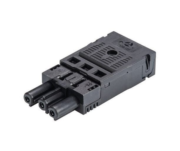 Wieland GST18I3F 3-Pole Female Electrical Connector with Strain Relief - Black - Image 1