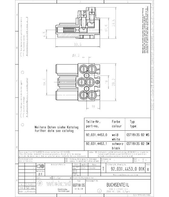 Wieland GST18I3S B2 SW Splitter 3-Pole Female Connector - Image 3