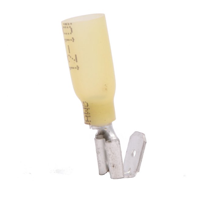 12-10 AWG Piggyback Connector Heat Shrink Tab (.250 x .032) - Pack of 100, Yellow - Image 1