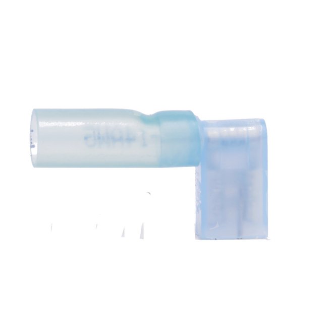 Blue Heat Shrink Female Flag Quick Disconnect, 16-14 AWG, .250 Tab, Pack of 100 - Image 1