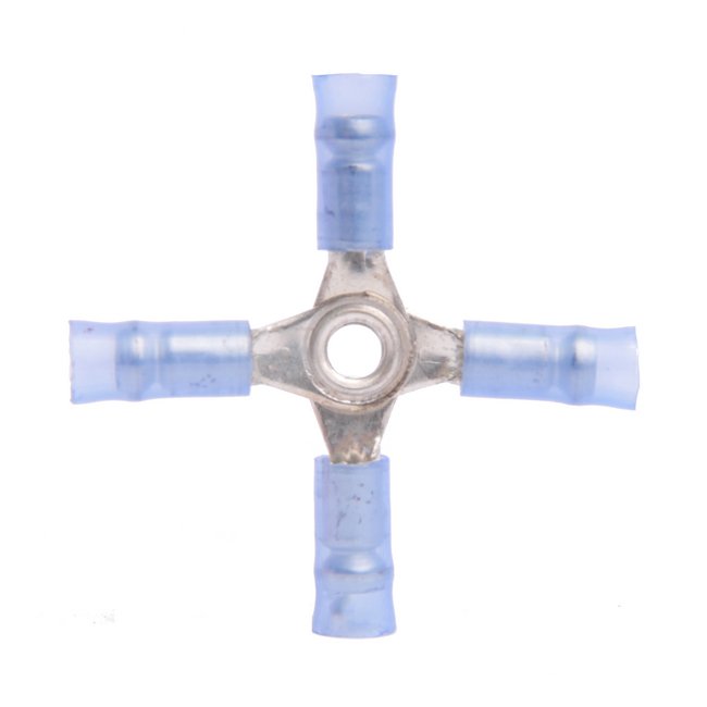 Blue 16-14 AWG 4-Way Nylon Connector, 3-pc Set - Image 1