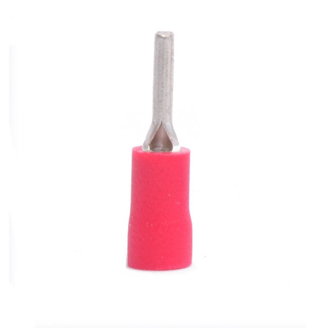 Red 22-18 AWG Nylon Pin Terminals with Butted Seam - Pack of 100 - Image 1