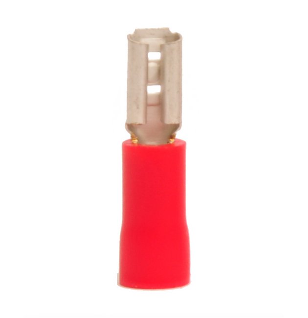 Red Vinyl Female Quick Disconnect, 22-18 AWG, Butted Seam, .110 x .020 Tab - Image 1