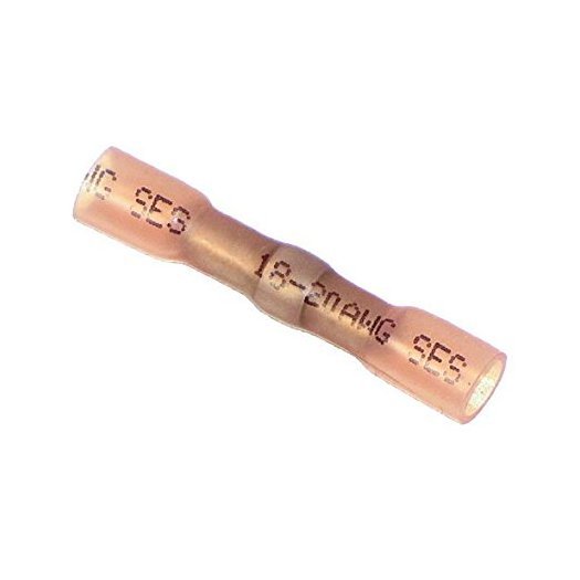 Heat Shrink Solder Seal Butt Connector, 22-18 AWG, Red (Pack of 50) - Image 1